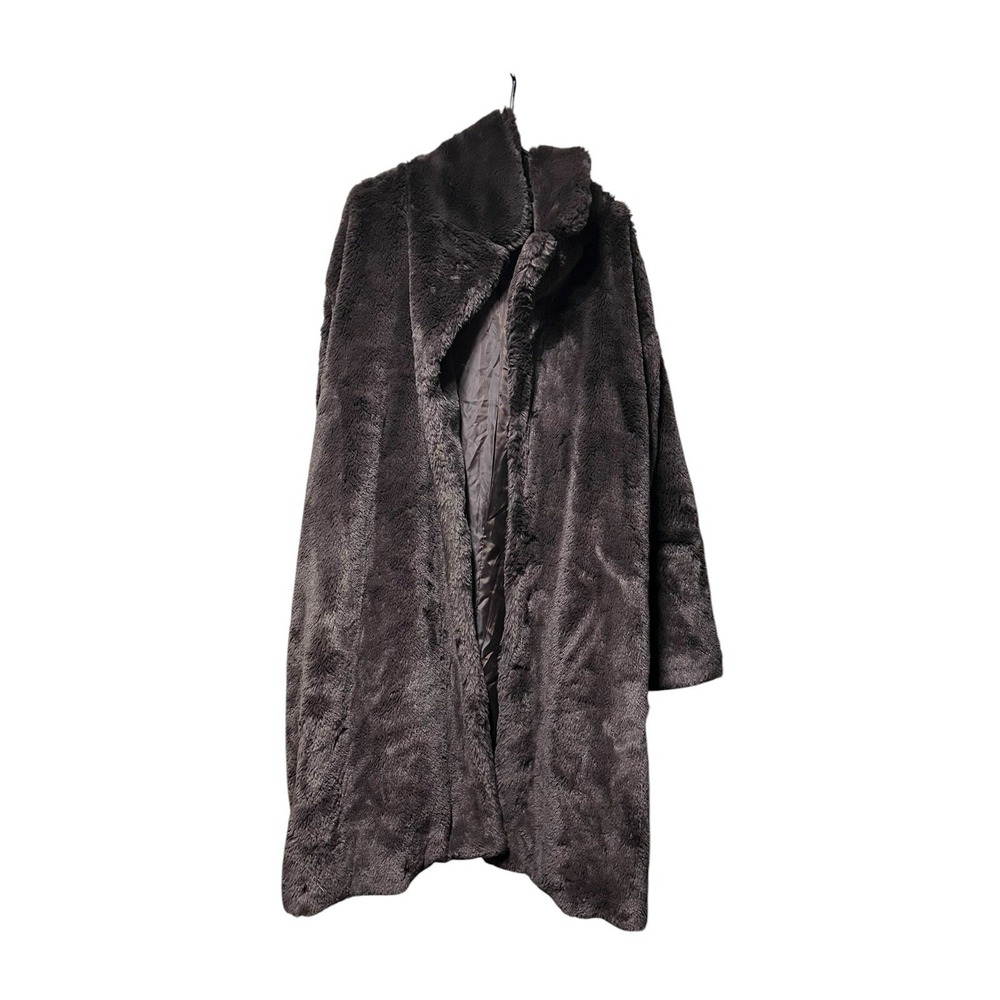 Ellos Women's dark brown Overcoat Faux Fur Hook & Eye Lined Pockets 2X